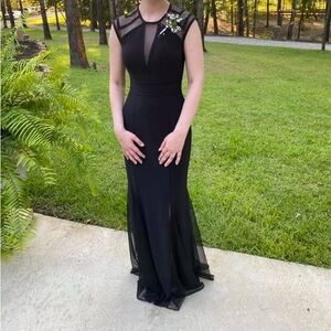 Night Way Collections Black Sleeveless Crew Neck Gown